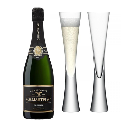 Martel Prestige Brut Champagne 75cl with LSA Moya Flutes